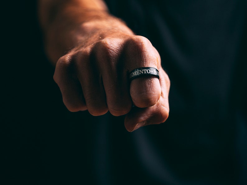 Stoic Ring Memento Mori Momento Mori Ring Stoicism Marcus Aurelius Ring For Stoic Daily Reminder Black Skull Ring Day of the Dead image 4