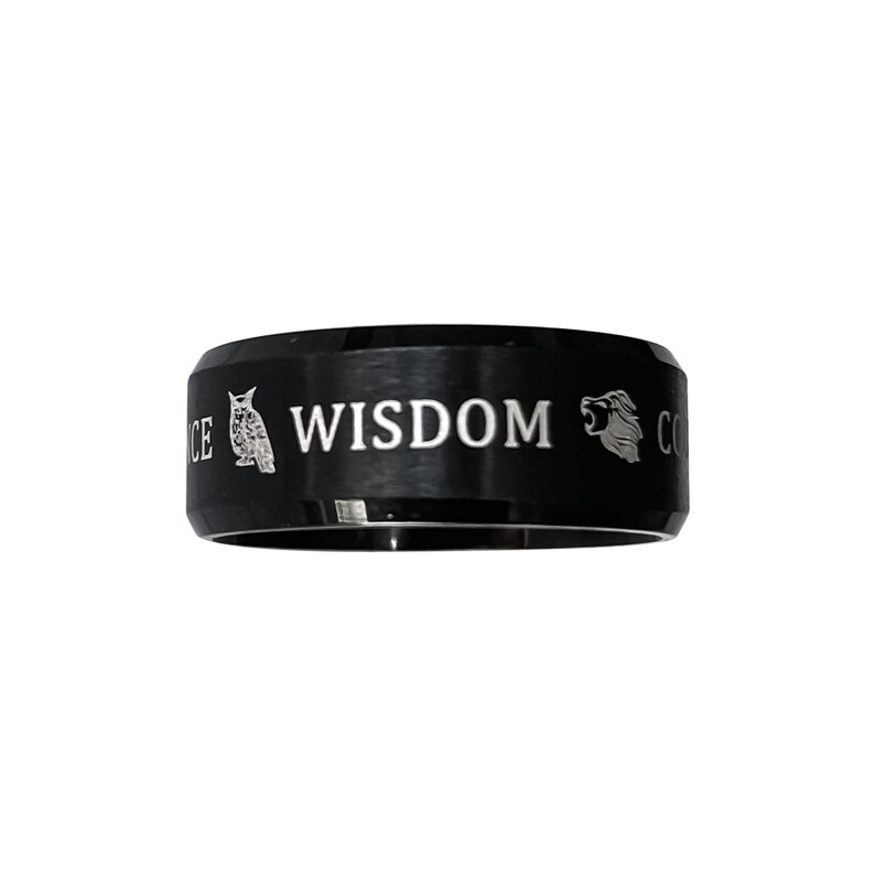 Stoic Four Virtues Philosophy Ring The Cardinal Virtues of Stoicism Black Band Ring Stoic 4 Virtues Ring Philosopher Festive Gift Ideas image 2