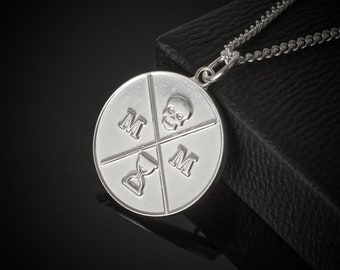 Momento Mori Necklace Silver Subtle Memento Mori Jewelry | Stoic Necklace Jewelry Philosophy | Memento Vivere Tempus Fugit Marcus Aurelius