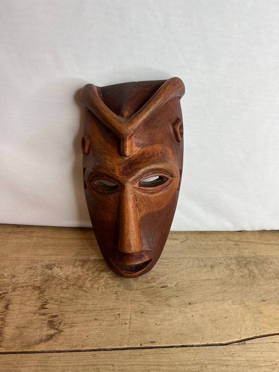 Vintage Carved Wooden Mask - Wooden Carved Hardwood African