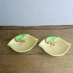 Vintage Pair of Carlton Ware / Carltonware Dish Handpainted Australian Design - Yellow Apple Blossom Small Dishes. Good Condition