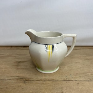 Vintage Barker Brothers / Bros  Tudor Ware White Small Milk / Cream Jug with Black and Yellow Design Detail, In Good Condition
