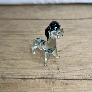 Vintage Quirky Clear and Black Glass Sausage / Daschund Dog - Lovely Item - In Very Good Condition