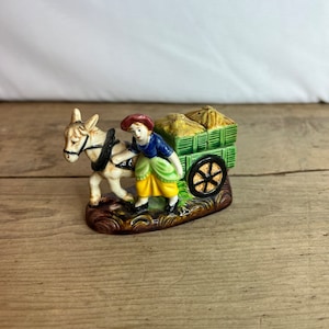 Vintage Cottage Ware Made in Japan Pferd und Wagen Menage Set - Heuballen sind die Salz und Pfeffer Guter Zustand