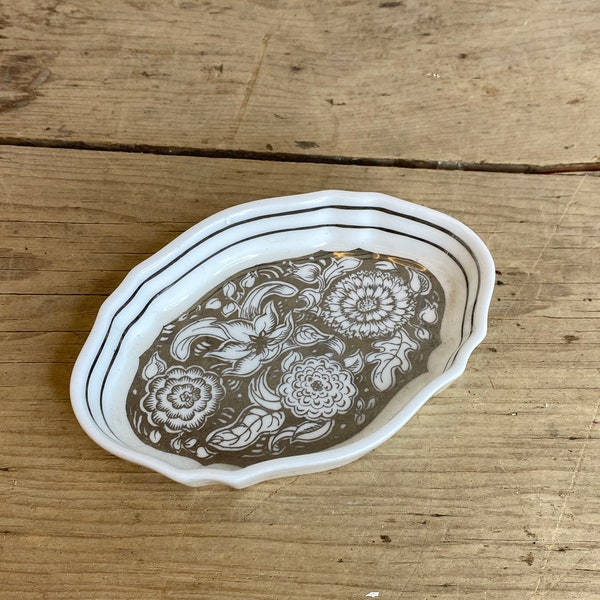 Vintage Wedgwood Susie Cooper Silver Lustre Pattern Small Trinket Dish In Good Condition