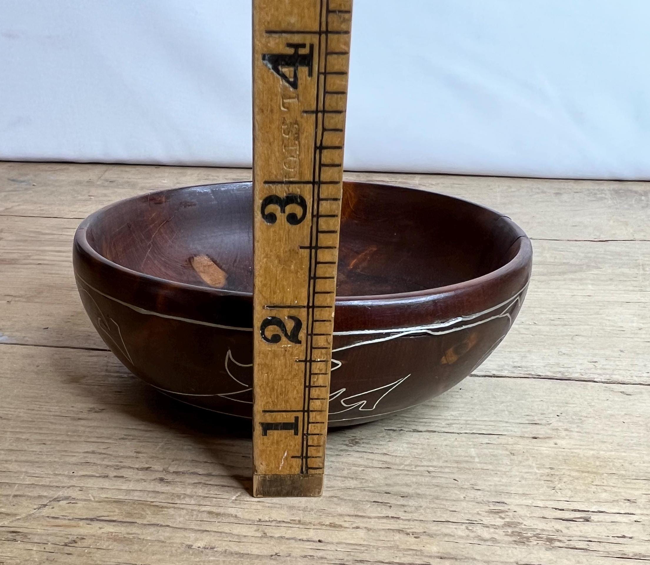 ヴィンテージの手回し象嵌木製ボウル。 - Etsy 日本