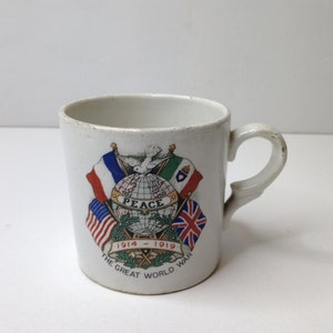 Antique 1st World War Peace & Victory Cup Carcroft Peace Celebration,. Crazed otherwise Good Condition