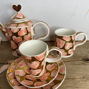 Vintage Handmade Teaset White Pink and Gold Heart Design - Etsy UK