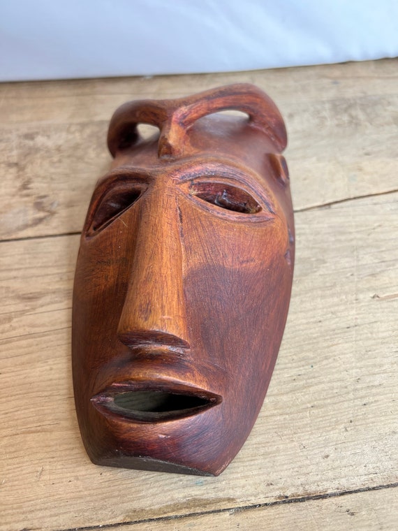 Masque Sculpté En Bois - Thème Oiseau - Artisanat (Sans Marque)