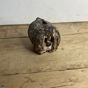 Vintage Quirky Stylised Studio Briglin Pottery Brown Komondor Dog (Dougal Style) Money Box Cute Animal Collectible. In Good Condition