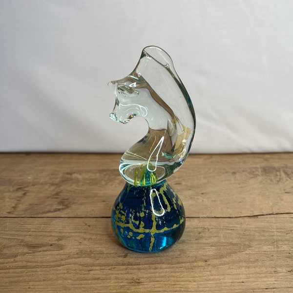 Vintage Chunky Mdina Maltese Seahorse Paperweight / Ornament. Very Nice Piece, very tactile. Good Condition