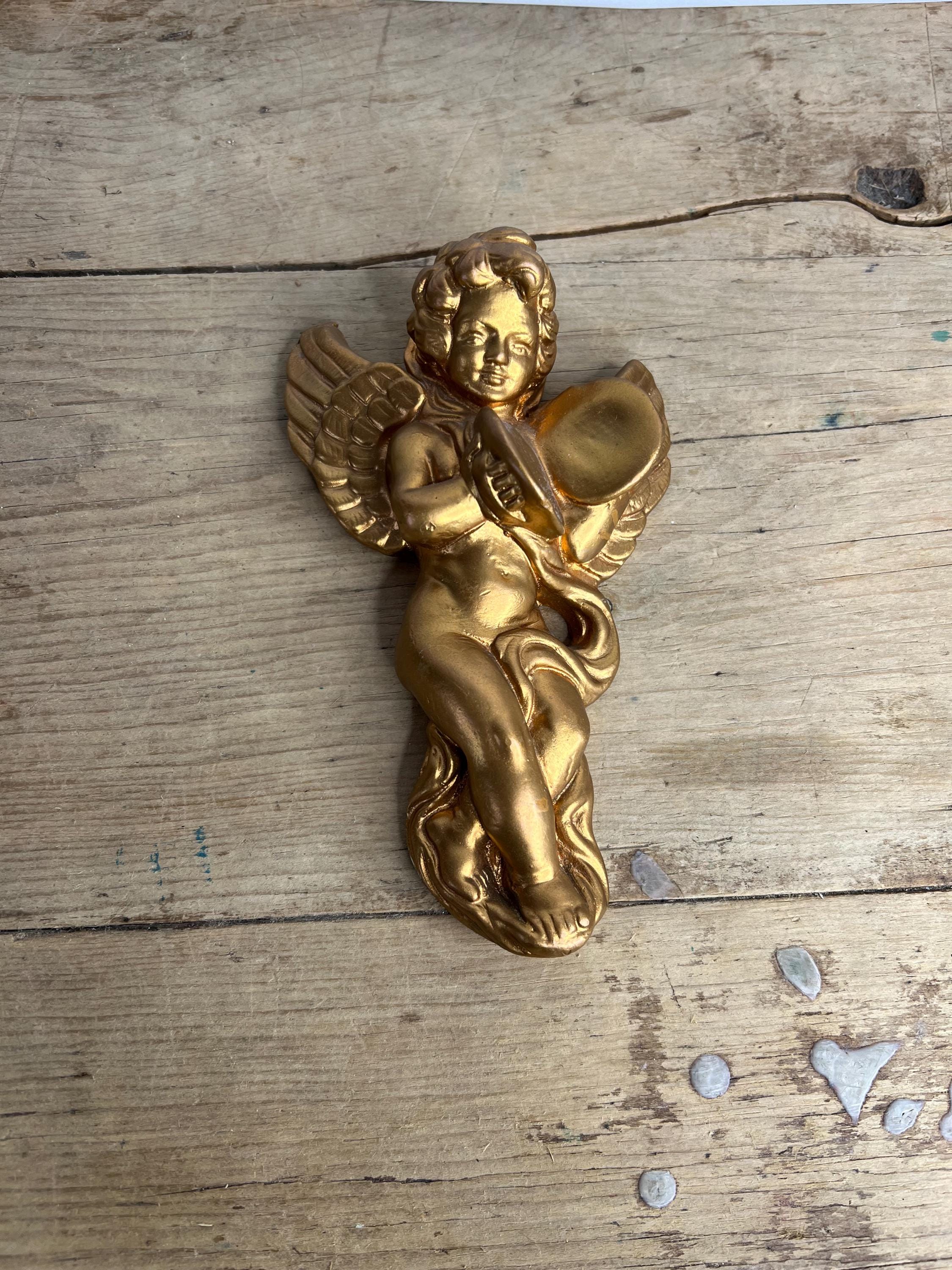 Vintage Golden Cherub / Angel. Made From Plaster. Good Condition