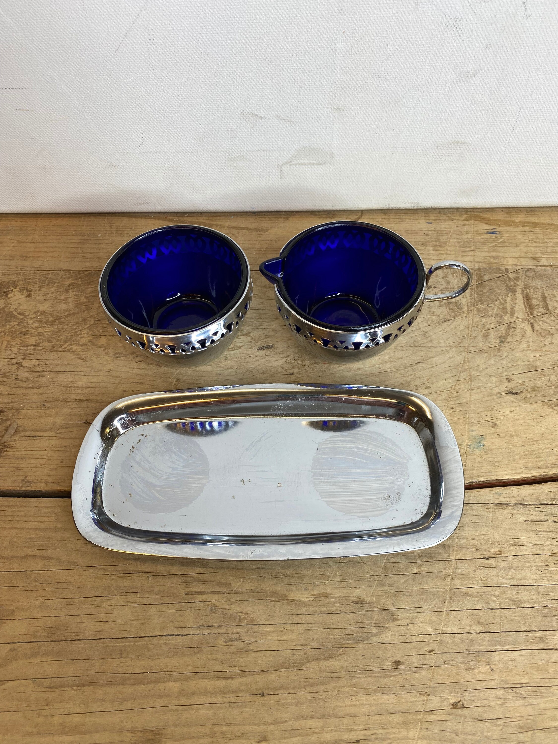 Sugar Bowls & Creamers Sugar Bowls Mid Century. Vintage Pierced Metal