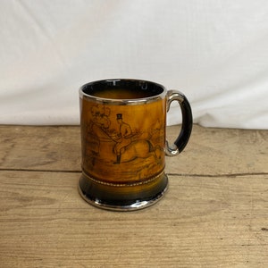 Vintage Arthur Wood Ye Olde Coaching & Hunting Days Mug Brown Glazed Tankard. In Good Condition.