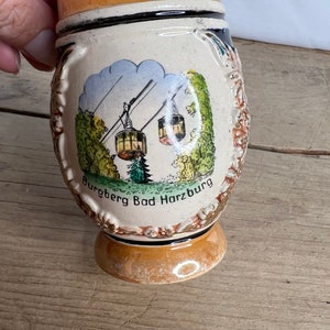 Vintage Decorated Stein Beer Mug. Cable Car Design. Burzberg Bad Horzburg / Großer Burgberg In Good Condition.