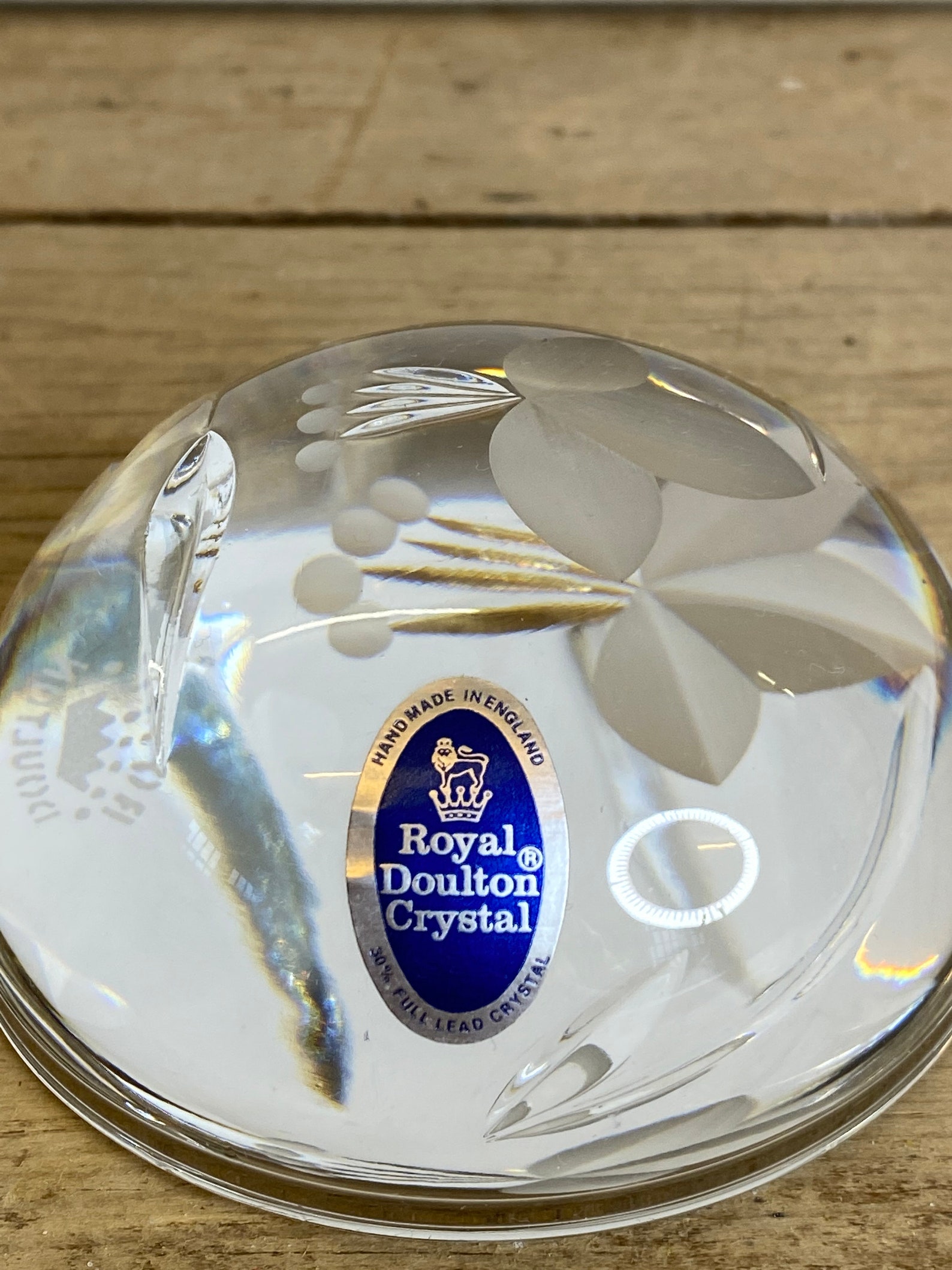 Vintage Royal Doulton Engraved Floral Paperweight in Clear Etsy