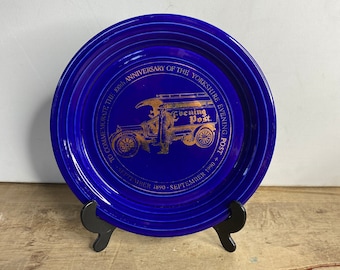 Vintage Hornsea Royal Blue and Gold Plate zum Gedenken an den 100 Jahrestag der Yorkshire Post in gutem Zustand