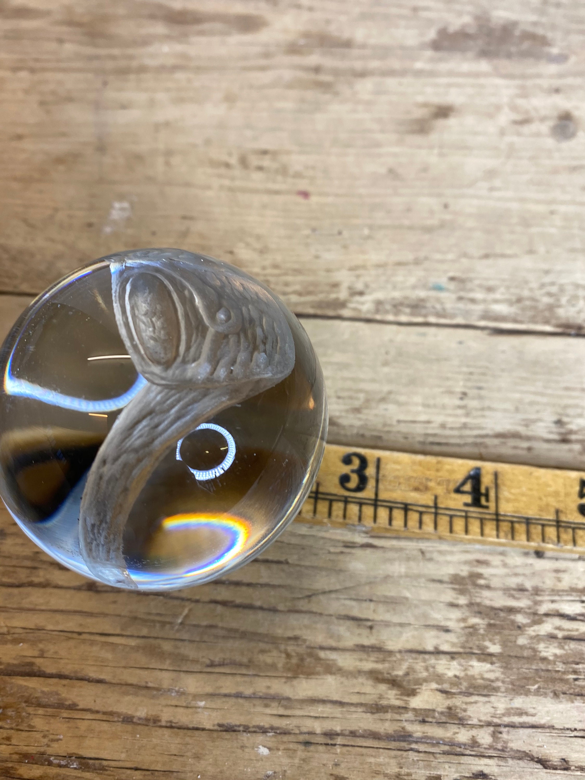 Paperweight Rustic Vintage Round Clear Glass Paperweight With Rustic Etched Bird to the ...