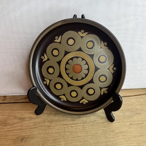 Vintage Denby Arabesque 6.5 inch Side Plate Brown, Orange and Black Mid Century Retro In Good Condition