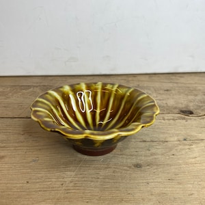 Vintage Welsh / Cymru Portmadoc / Porthmadog Pottery Bowl / Dish Signed Striking Design in Yellow and Brown Great Condition