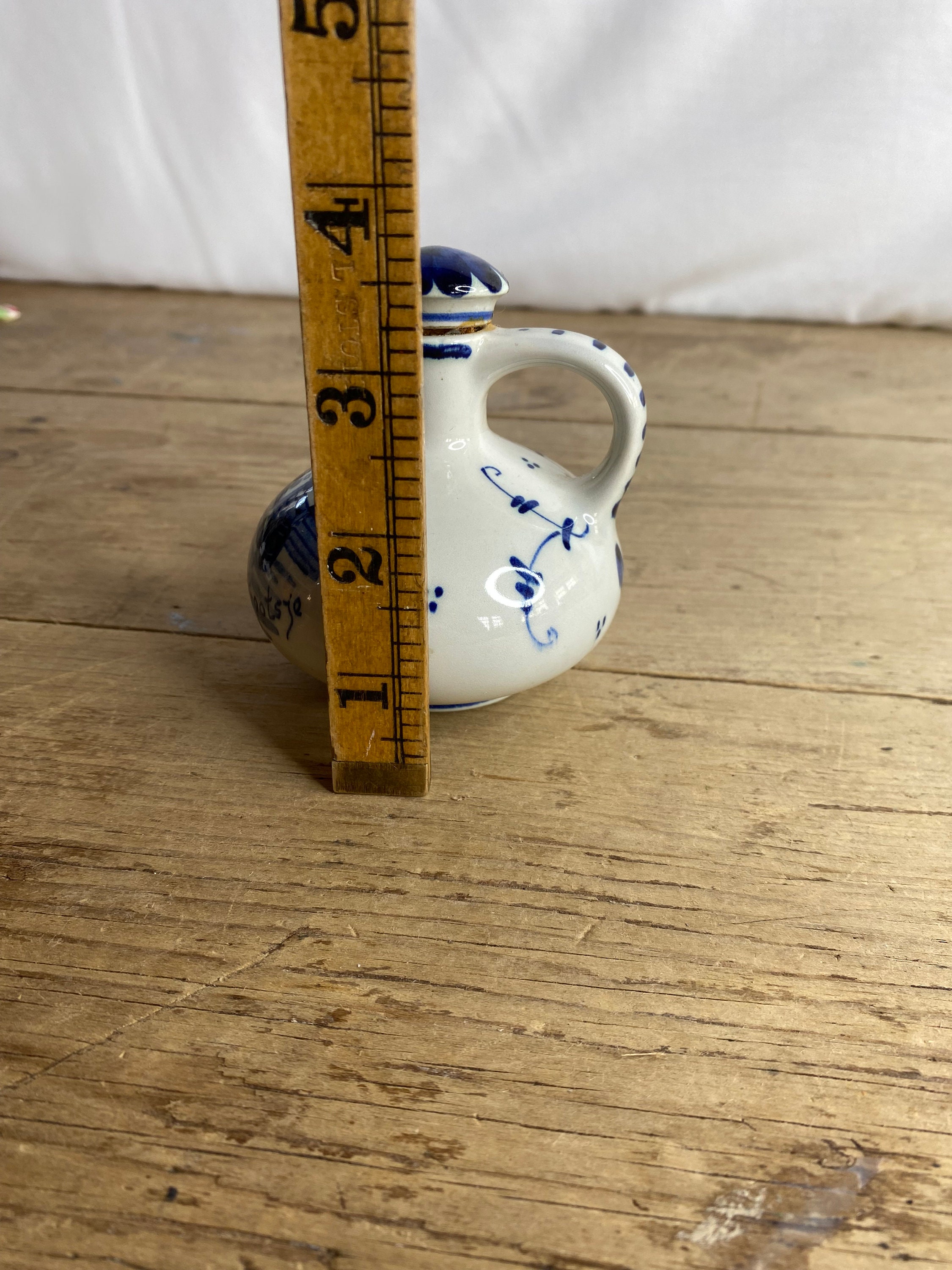 Vintage Blue and White Bols Zenith Delfts Small Bottle With Pretty