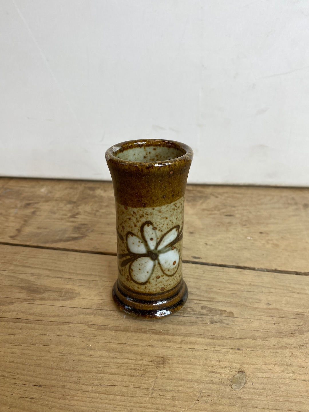 Vintage Studio Pottery Stoneware Small Bud Vase Pretty Flower Design ...