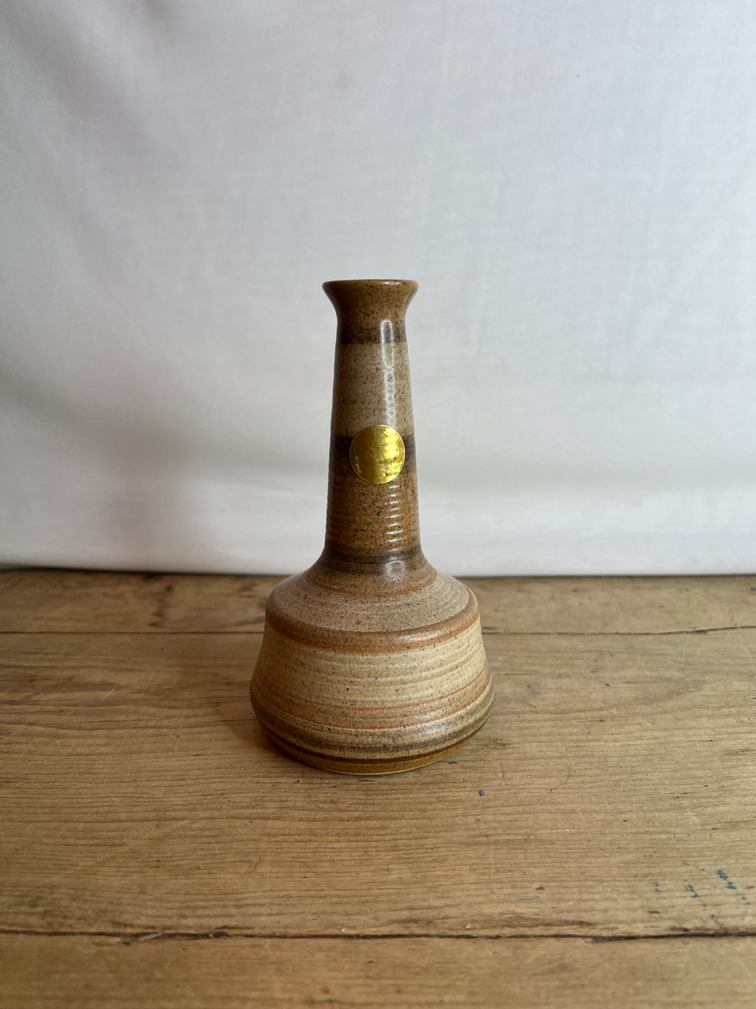 Vintage Unnamed Studio Pottery Stoneware Tall Bud Vase Pretty Design ...