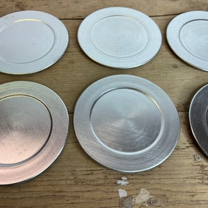 Vintage Set of 6 X Ceramic Silver Colour Designer Coasters.  In Good Condition