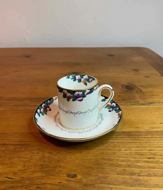 DEMITASSE Teacup, Crown Staffordshire Tea Cup & Saucer -J