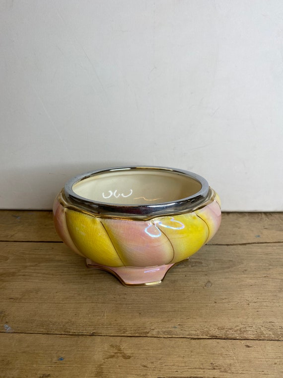 Vintage Royal Winton Grimwades Large Pink and Yellow Ripple - Etsy