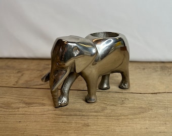 Vintage Metal Elephant Ornament Tealight Holder Unusual Design In Good Condition