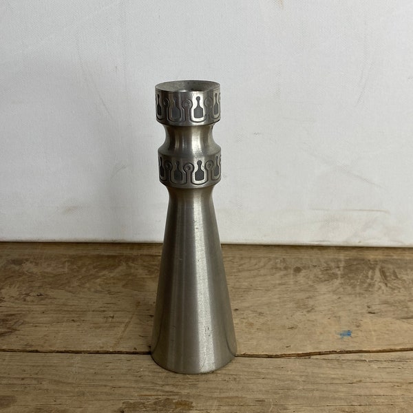 Vintage Fjord-Tinn Pewter Tall Candlestick IOB! Design Gro Laheld Lundh Aksel Holmsen Mid Century Design Good Condition