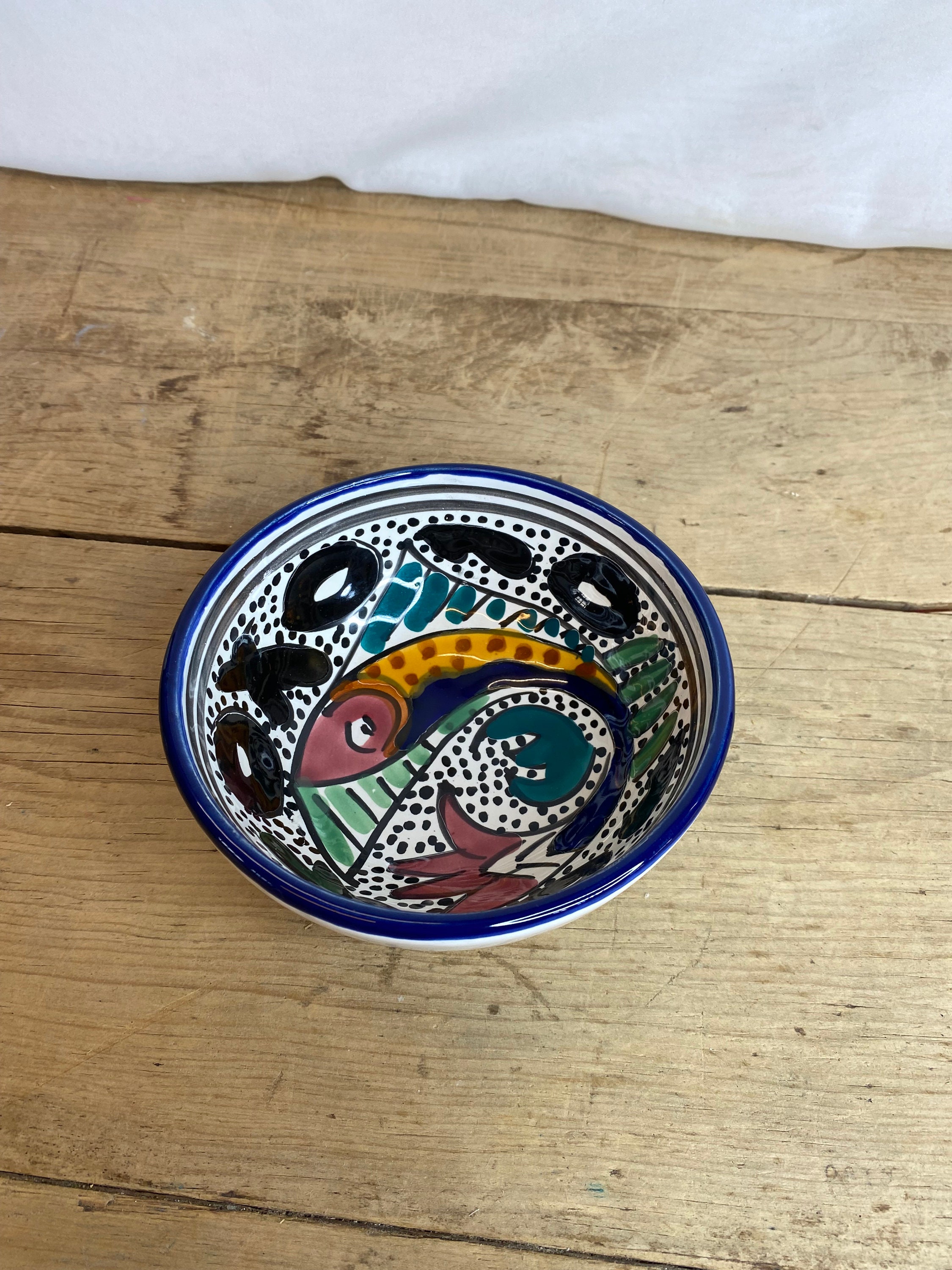 Bol Tunisien Fait Main En Céramique Décor Poisson – Artisanat De Tunisie