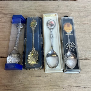 Vintage Collection Of Souvenir Spoons. Australia, Leeds & Loch Ness.