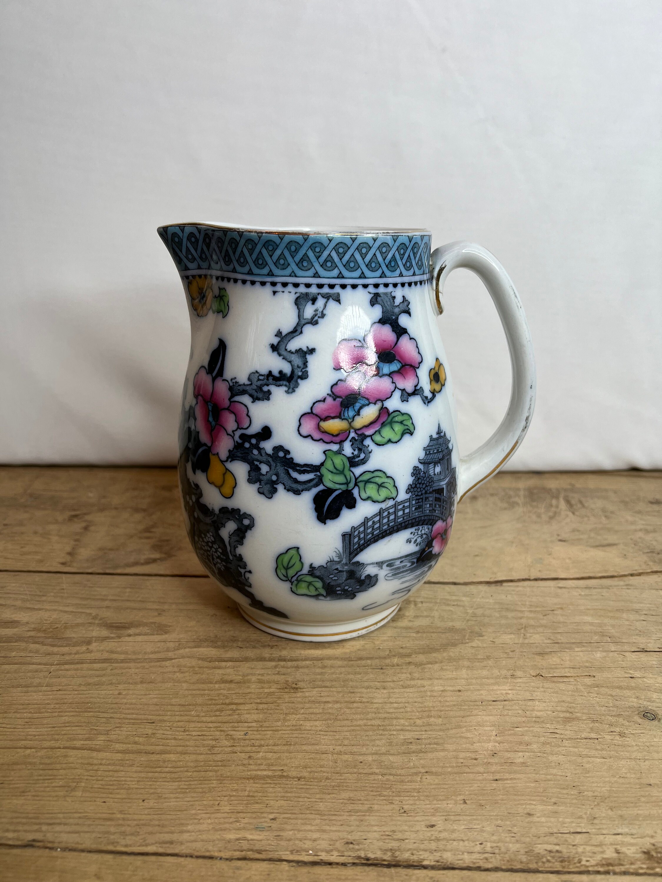 RESERVED Vintage Keeling & Co Losol Ware Pagoda Floral Design Jug