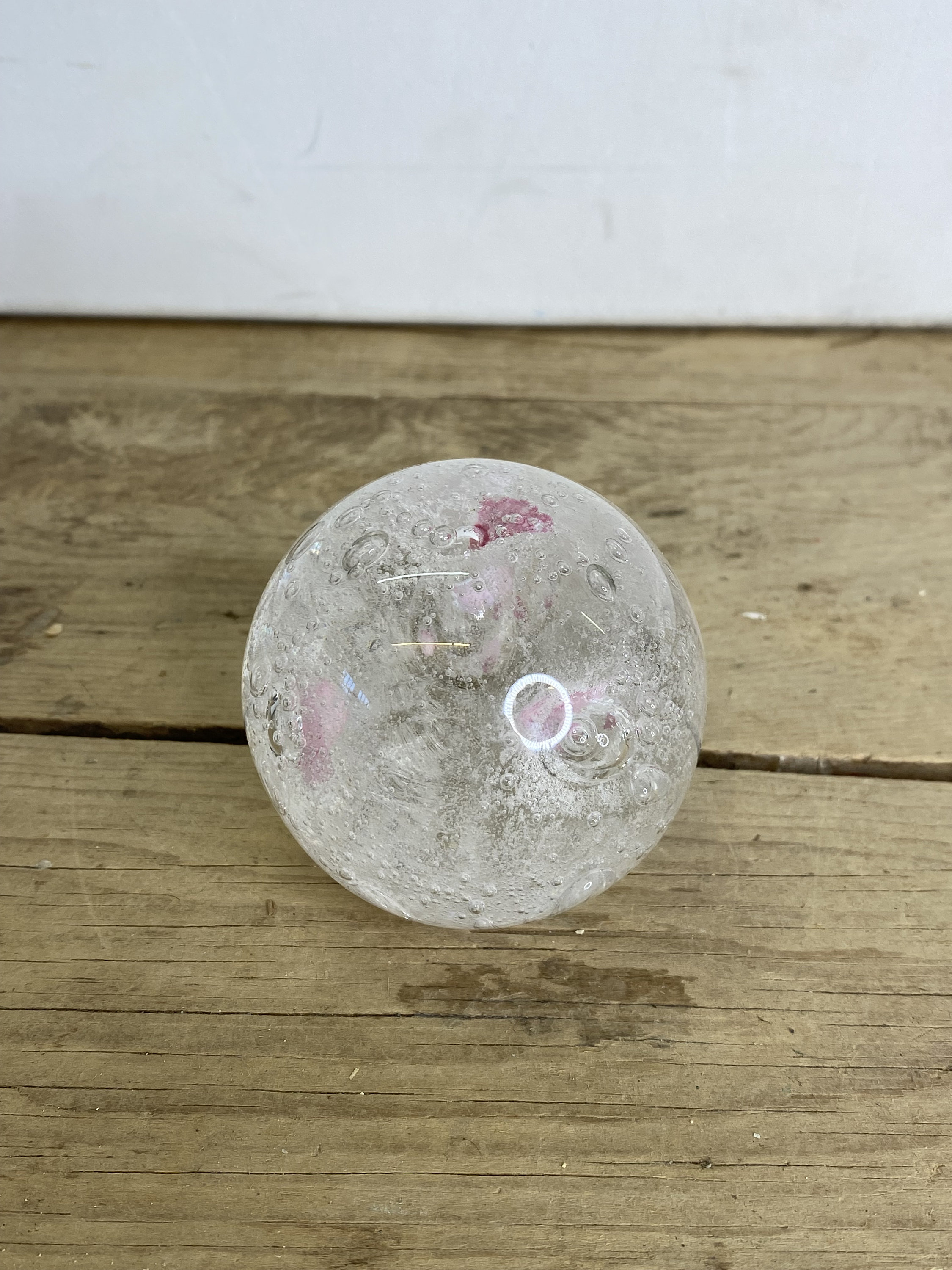 Vintage Round Clear Glass Paperweight With White and Pastel Etsy