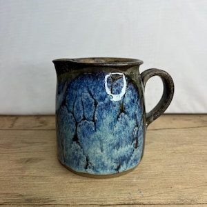 Vintage Pretty Bright Blue Crich Studio Pottery Stoneware Large Jug Diana Worthy. In Good Condition