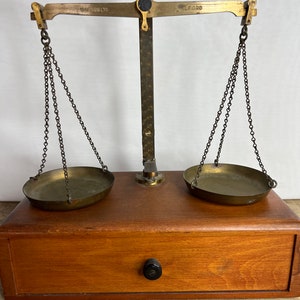 Vintage Solid Brass Apothecary Pharmacy Counter Balance Scales. William ...