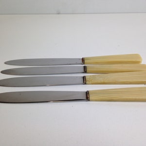 Vintage French Pradel Fils Set Of 4 X Stainless Steel Inoxydable Table Cutlery. Amazing Stylish Celluloid Handles.