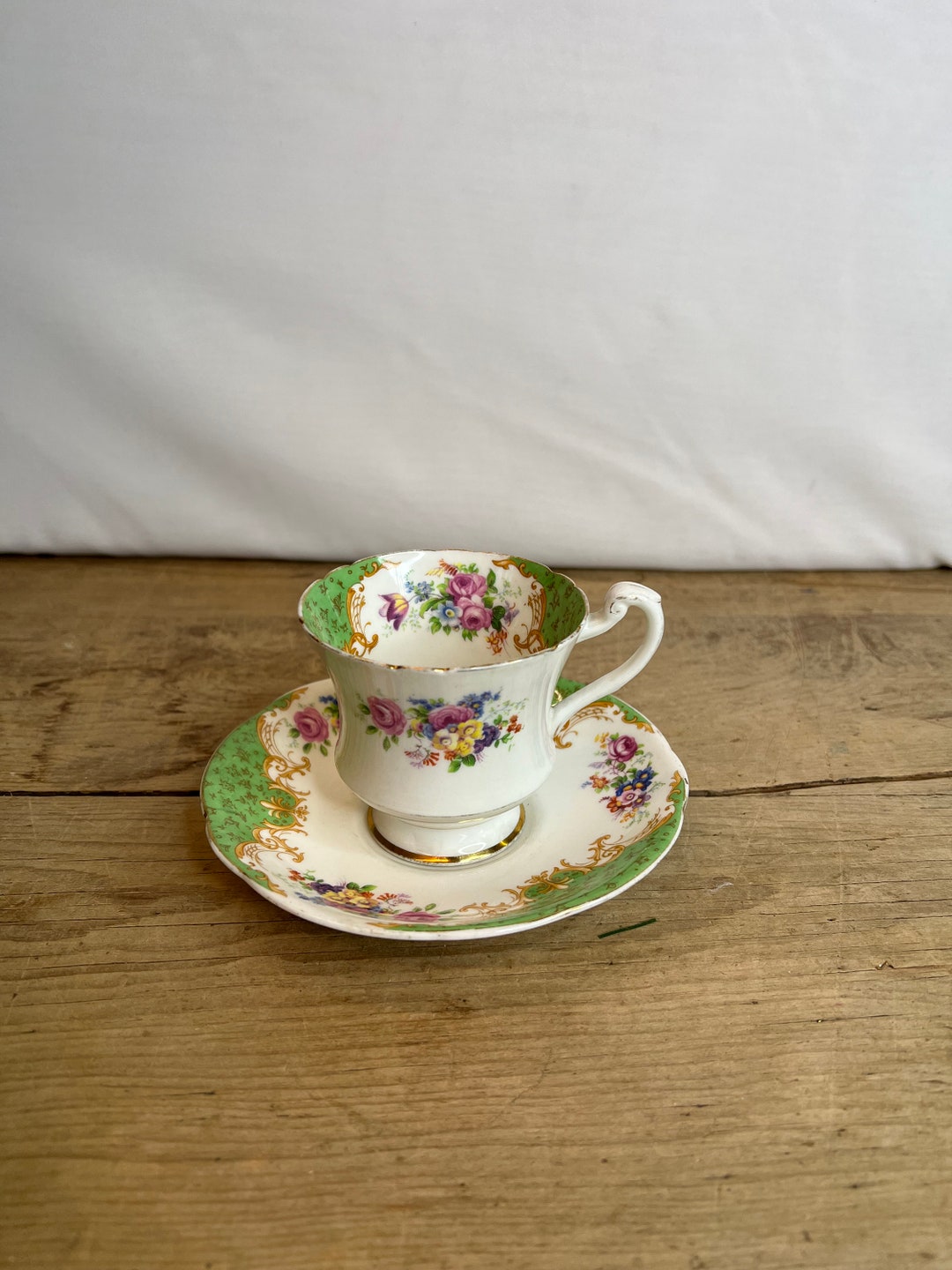 Paragon Rockingham Vintage Paragon Rockingham Green Tall Tea Cup and Saucer Lovely Set ...