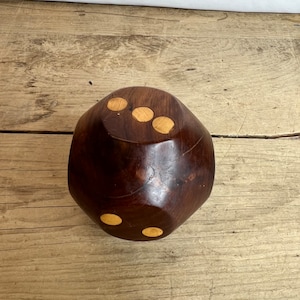 Vintage Wooden Hexagonal Dice. Large Hardwood Dice.
