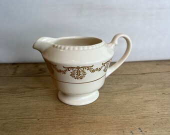 Vintage Unnamed Small White Milk Jug with Gold Swag Design. In Good Condition