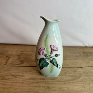 Vintage Carlton Ware Large Pale Blue and Purple Convululous Pattern Vinegar Bottle missing its stopper - Cruet. In Good Condition