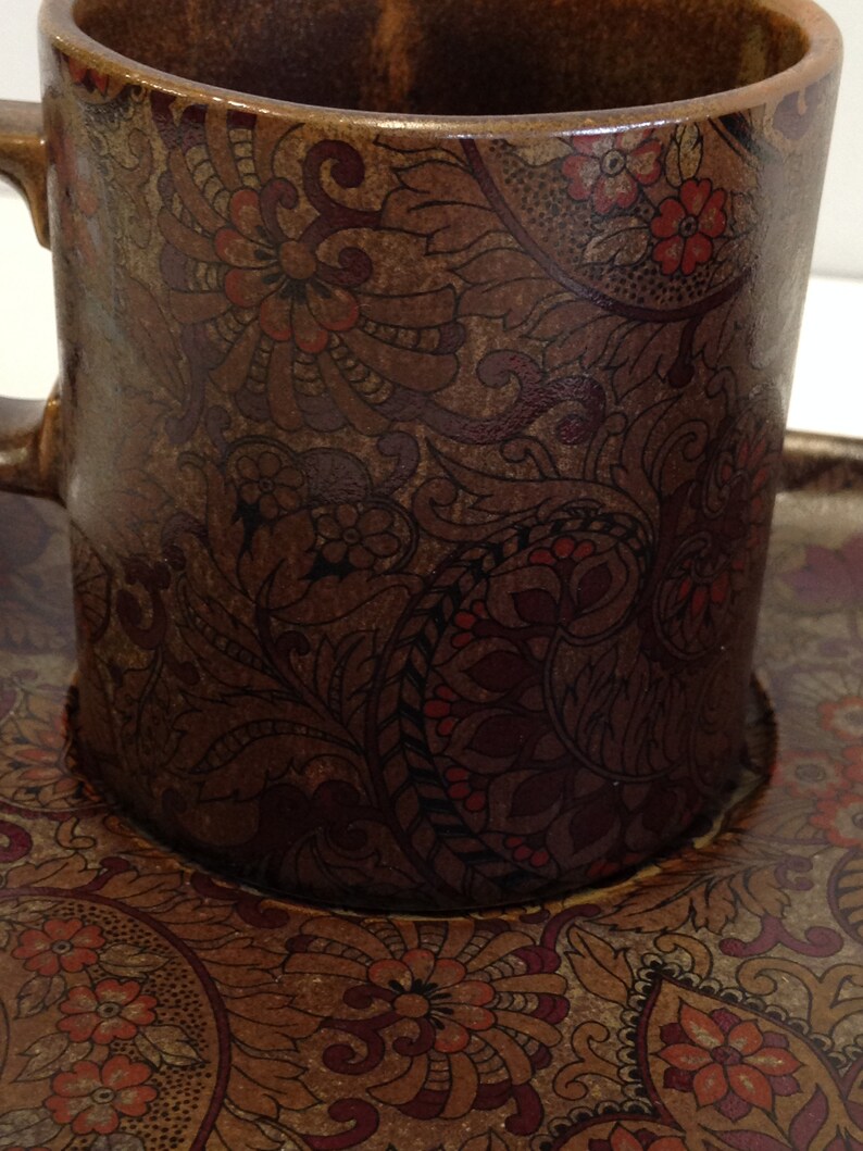 Vintage Brown Paisley Pair of Surrey Ceramics Chunky Tea / Coffee Cups ...