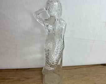 Vintageschwarze Pressglas Meerjungfrau Weinflasche - Leere, der Korken fehlt. Guter Zustand