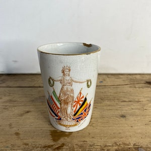 Antique  1st World War Peace & Victory Beaker. Crazed otherwise Good Condition