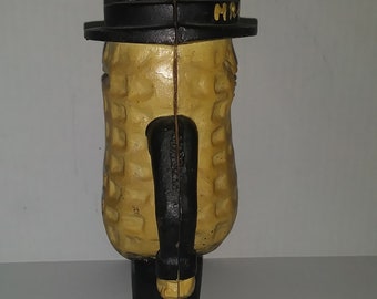 Large Mr. Peanut Money Box Bank Jar Planters Mascot Cast Iron Statue Figurine