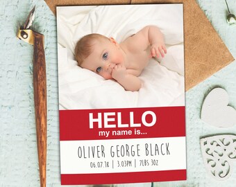 BA-011 Printable PDF file Twins Birth Announcement Photo Card