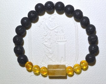 Pulsera de citrino para mujer Pulsera de lava