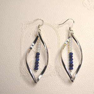 Opal and Sapphire 14K White Gold Plated Sterling Silver Earrings! Opal Earrings! Sapphire Earrings! Gift for her ! Statement jewelry!